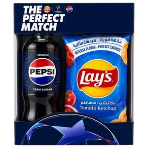 Pepsi Soft Drink Black Zero Sugar 1.25L + Lays Chips 150G