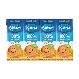 Rubicon No Added Sugar Mango And Apple Juice, 200 Ml Pack Of 4