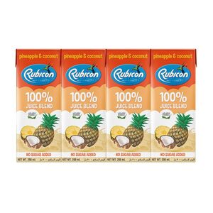 Rubicon No Added Sugar Pineapple And Coconut Juice, 200 Ml Pack Of 4