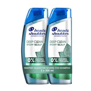 Head And Shoulders Deep Clean Anti-Dandruff Shampoo For Itchy Scalp, 300 Ml Pack Of 2