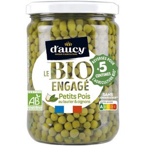 D Aucy Petits Pois Oignons Bio Bocal 530G