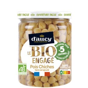Daucy Pois Chiches Sans Sel Ajoute Bio Bocal 580Ml
