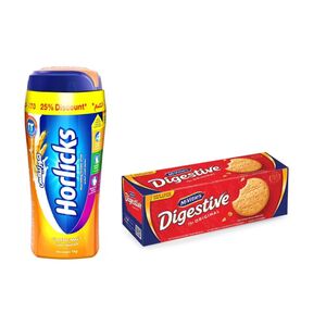 Horlicks Classic Malt Nourishing Powder Drink 1 Kg + Mcvitie's Digestive Biscuits 400 Gr