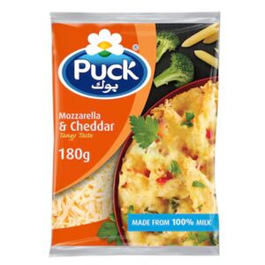 Puck Shredded Mozzarella Cheddar Mix 180 Gr
