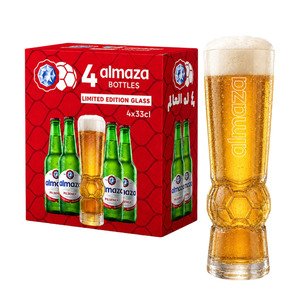 Almaza 4X330ml Beer Bottle World Cup+ Glass Pack