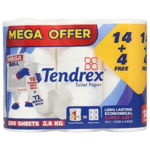 Tendrex Toilet Paper 14+4 Free Rolls