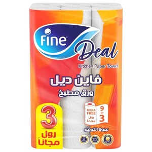 Fine Kitchen Paper Towel Deal 12 Rolls 9+3 Free