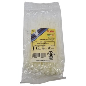 Cobra Cable Ties 140 X 2.5 Natural 100 Pieces