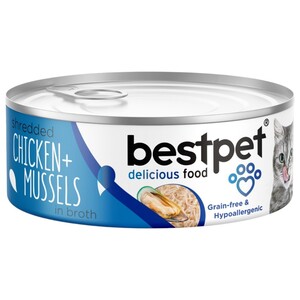 Bestpet Shredded Cat Food Chicken & Mussel In Broth 70G