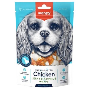 Wanpy Dog Food Chicken Jerky & Rawhide Wraps 100G