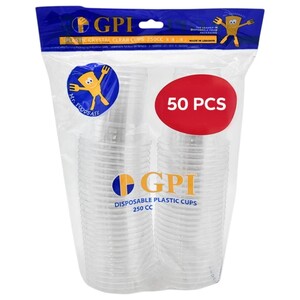 Gpi Disposable Plastic Cups 250Cc 50 Pieces