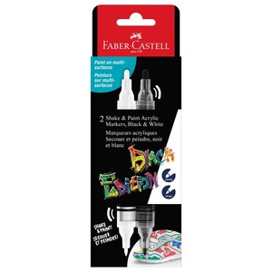 Faber Castell Shake & Paint Acrylic Markers Black & White 2 Pieces