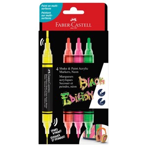 Faber Castell Shake & Paint Acrylic Markers Neons 4 Pieces
