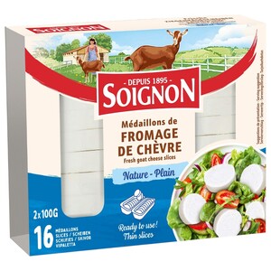 Soignon Fresh Goat Cheese Slices Plain 16 Pieces 200G