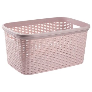 Plastic Forte Rattan Laundry Basket Pink 35L