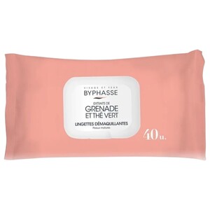 Byphasse Makeup Remover Wipes Pomegranate & Green Tea 40 Pieces