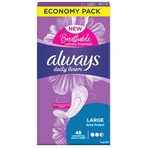 Always Daily Liners Extra Protect Large Pack 48 Sheets