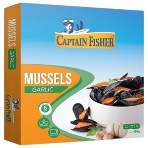 Captain Fisher Frozen Mussels Garlic 454G