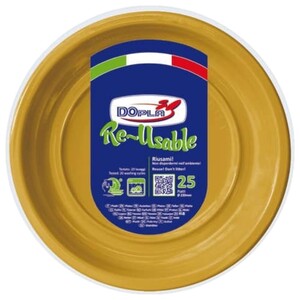 Dopla Disposable Plastic Plates Gold 25 Pieces