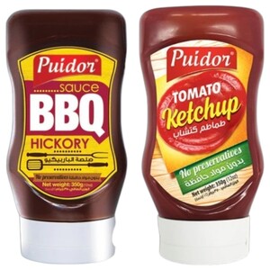 Puidor Bbq Hickory Sauce 350G + Puidor Tomato Ketchup 350G