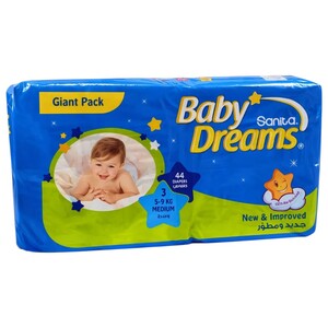 Baby Dreams Diapers Size 3 Medium 5-9Kg 44 Pieces