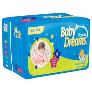 Baby Dreams Diapers Size 4 Large 8-14Kg 36 Pieces