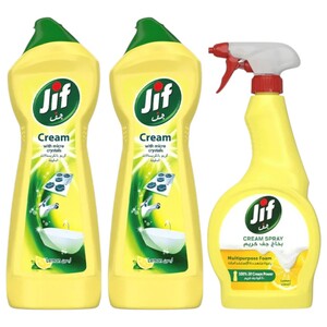 Jif Cream Lemon 2 Pieces 750Ml +Jif Cream Spray Lemon 150Ml Free