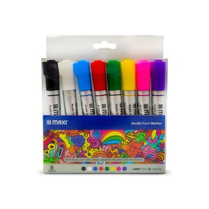 Maxi Acrylic Marker 2Mm 8Pcs Assorted