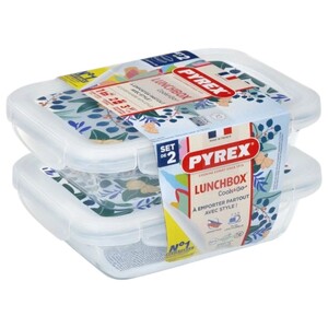 Pyrex Lunch Box Cook & Go Set Green 2 Pieces 0.8L