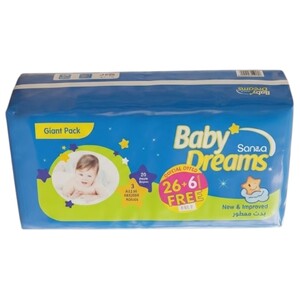 Baby Dreams Diapers Size 6 26+6 Free