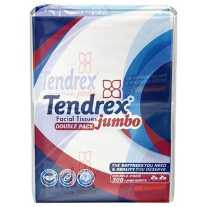 Tendrex Facial Tissues Jumbo 300 Sheets X2
