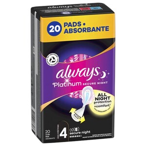 Always Pads Platinum Secure Night 20 Pieces