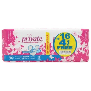 Private Sanitary Pads Extra Thin Super 16 + 4 Free