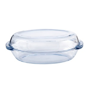 Borart Casserole Oval Glass 3800Ml With Lid 2Pcs