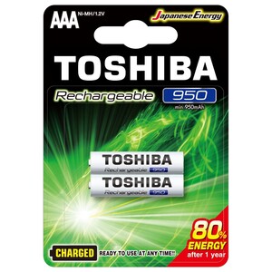 Toshiba Rechargeable Batteries Aaa 950Mah 2 Pieces