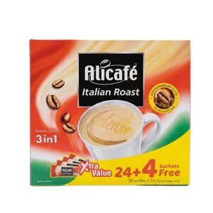 Alicafe Italian Roast 3In1 Instant Coffee 16.5 Gr Pack Of 24 + 4Pcs