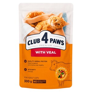 Club 4 Paws Dry Adult Cat Food With Veal 300G