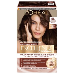 L'oreal Excellence Hair Color Cream Universal Brown 4U