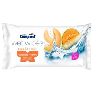 Ultra Compact Wet Wipes Passion Fruits 15 Pieces