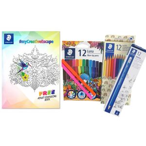 Staedtler Color Book+12 Color Pencil + 12 Crayon + 12 Fiber Tip Pen