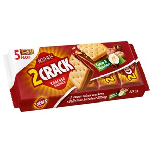 Roshen 2 Crack Cracker Sandwich Cocoa & Hazelnut 5 Pieces 235G
