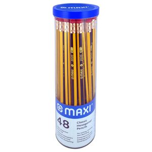Maxi Black Led Pencils Yellow & Black Jar 48 Pieces