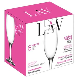 Lav Misket Glass Champagne Flute 190Ml 6 Pieces