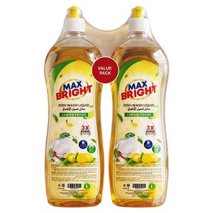 Max Bright Dishwashing Liquid Lemon 2 X 1 Liter