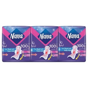 Nana Pads Goodnight Ultra Thin 8 Pieces X3
