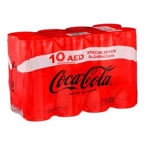 Coca Cola Soft Drink Zero Can 245 Ml X8
