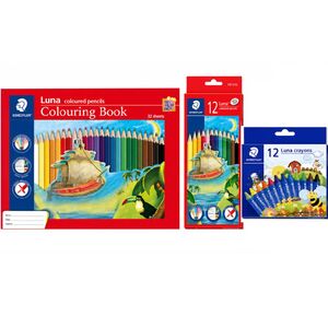 Staedtler Coloring Book + Luna 12 Color Pencil + 12 Color Crayon