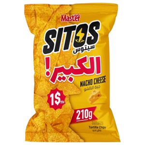 Master Sitos Tortilla Chips Nacho Cheese Al Kabir 210G