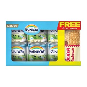 Rainbow Evaporated Milk 12X170gm + Ulker Biscuit