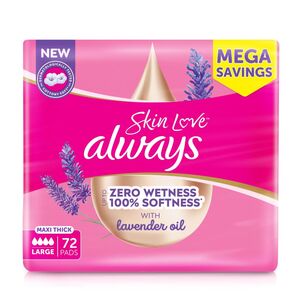 Always Feminine Pad Maxi Thick Sl Wing Large 72 Sheets